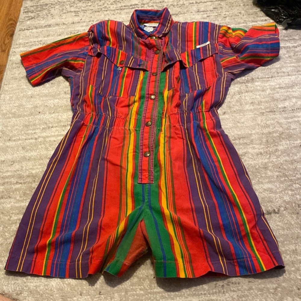 Vintage 80s rainbow striped short jumper